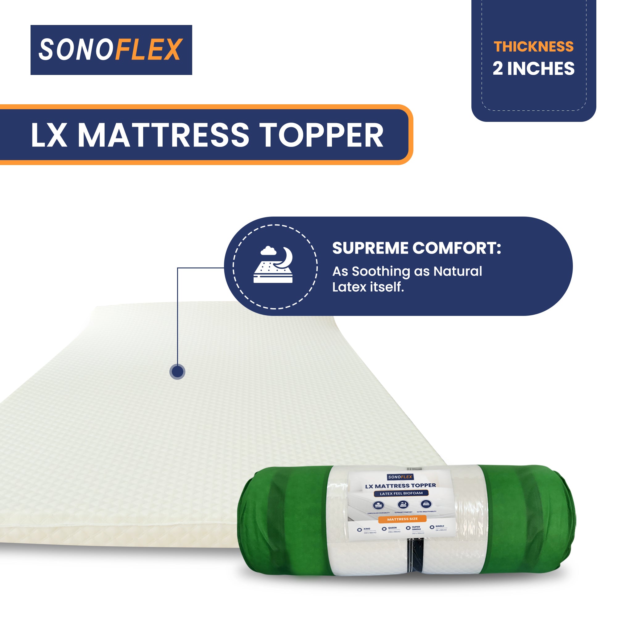 SonoFlex LX Mattress Topper (2 inch), LATECH Foam